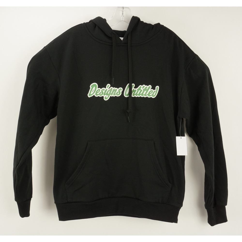 New‎ Designs Untitled Men's Size S Black Logo Graphic Black Fleece Lined Hoodie
